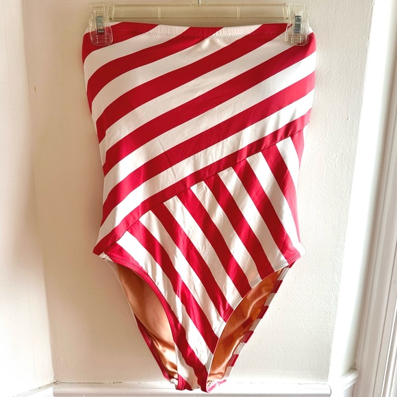 J. Crew Other - J. Crew Striped Strapless Red and White One-Piece Swimsuit Women’s Size 10